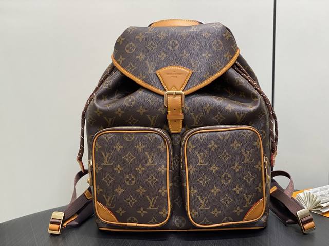Authentic Premium M14105 Vintage Yellow Leather Backpack Montsouris Cargo Backpa