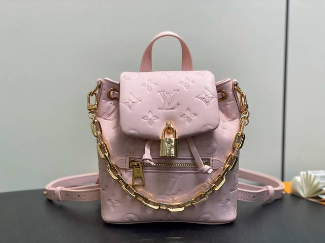 Authentic Premium M13389 Pink Full-Leather Embossed Double-Shoulder Bag Coussin