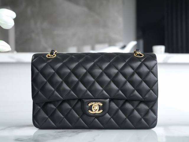 Medium Classic Lid Bag Black Lambskin Genuine Leather Newly Upgraded And Back In