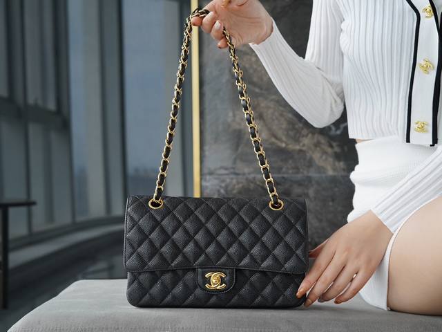 Classic Flap Classic Flap Bag Black Gold Large Ball Pattern Italian-Sourced Cust