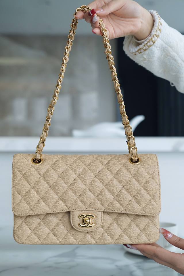 Classic Flap Classic Flap Bag Medium Size Apricot Color Italian Channel-Exclusiv