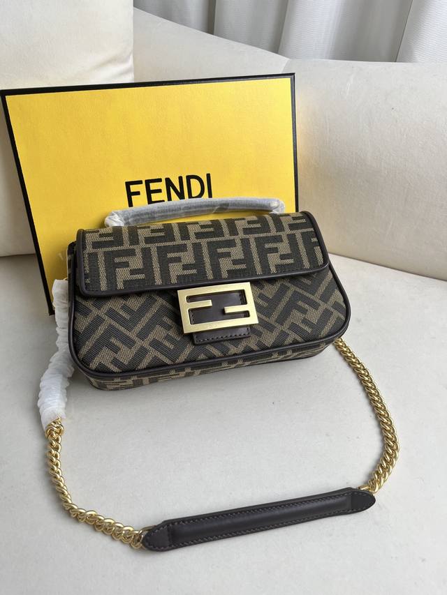 Classic Iconic Baguette Medium Chain Handbag, Made From Jacquard Fabric With The