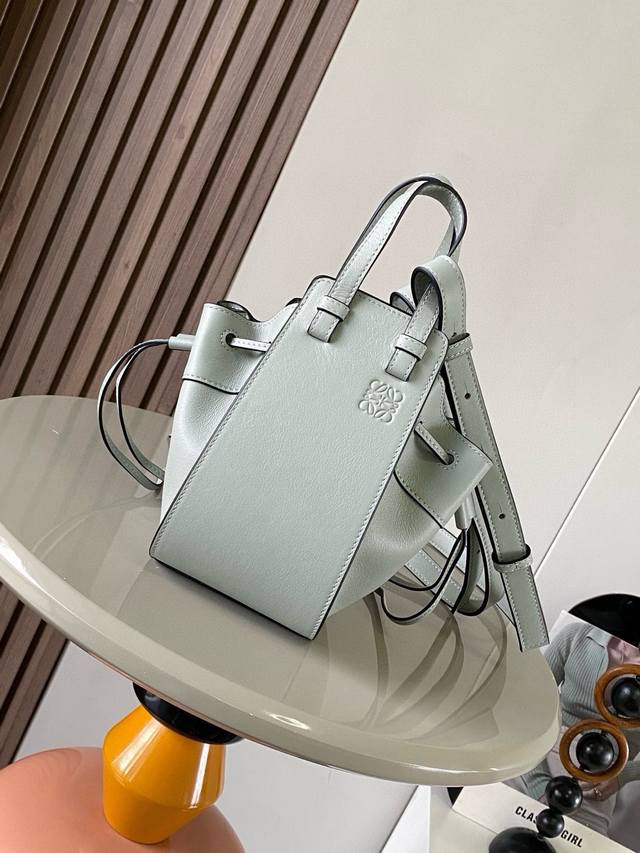 Mini Soft Grained Calf Leather Hammock Drawstring Bag A Versatile Handbag With S