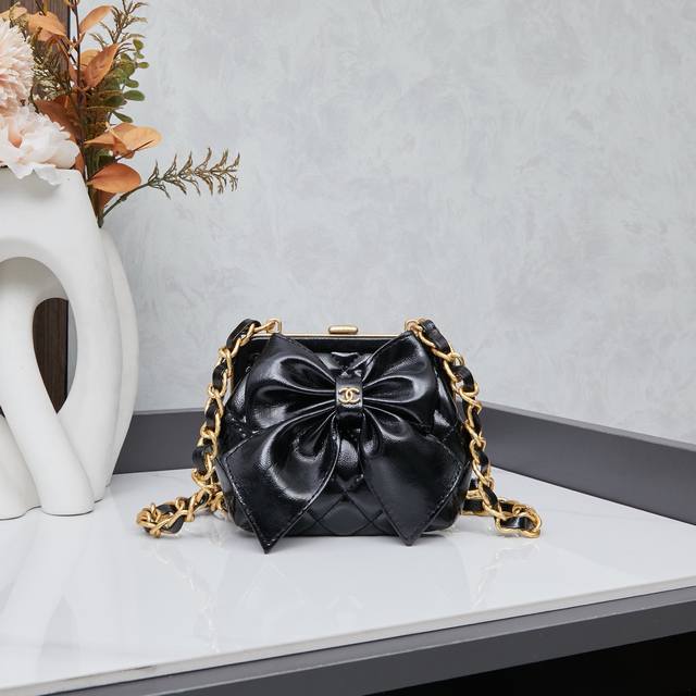 New Model With Box Chanel 24A Bow-Tie Frog-Mouth Bag