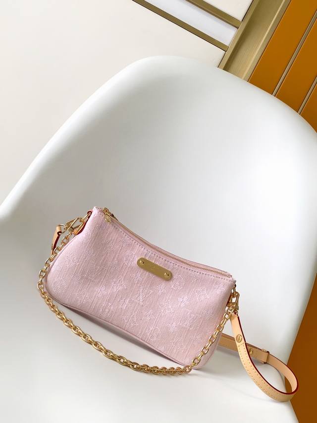 M83532 M14159 Pink Premium Original Monogram Denim Liv Pochette, Designed To Hug