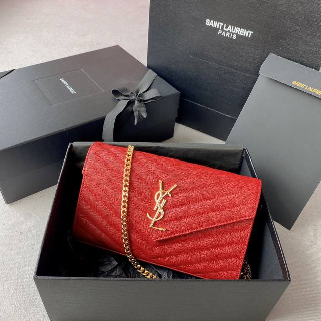 Authentic Genuine Leather No Packaging Included #Red Gold Buckle Monogram Caviar