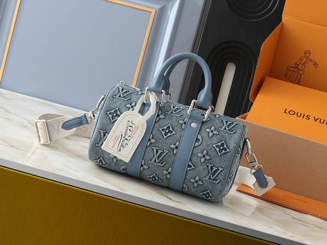 Upgraded Original M22762 Denim Blue Embossed This Keepall Bandouli