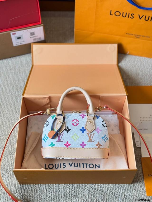 Cowhide Version Mini Lv Lv Alma Bb Cowhide Shell Bag Murakami Takashi Collaborat