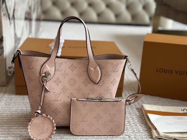 Lv Bucket-Shaped Transformable Handbag Made From Perforated Leather With A Flora