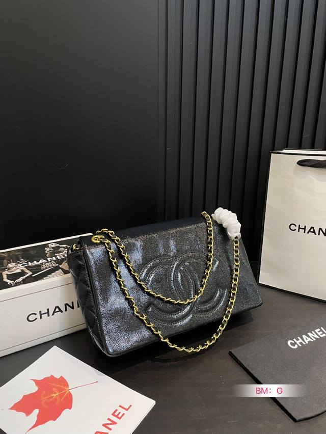 Leather Chanel 24K Cf Vintage Flap Bag Leather Chain Strap With Gold Coin Decora