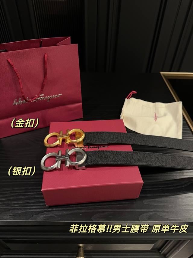 With Box Ferragamo Men's Belt Comes With A Gift Bag Full Steel Buckle Belt Made