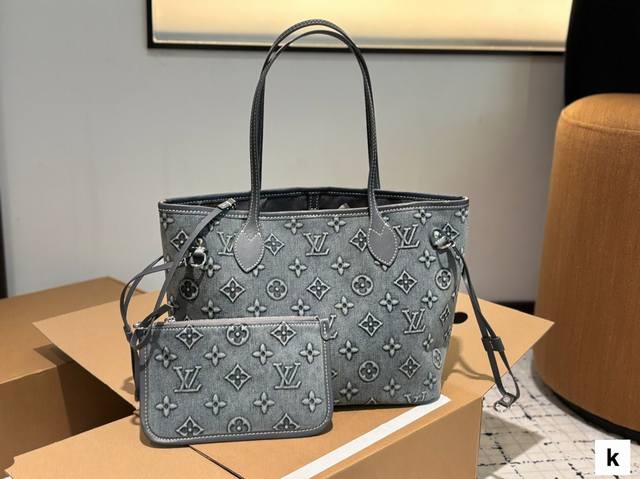 With Box Lv Denim Shopping Bag Timeless Classic, Authentic Lv Fabric, Original H