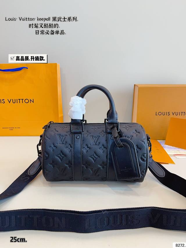 With Gift Box. Lv Black Knight Keepall Pillow Bag Black Subtle Logo Super Stylis