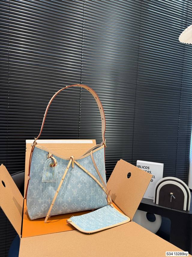 Comes With A Foldable Airplane Box, Denim Carryall, Lv New Style, Can Be Worn Cr