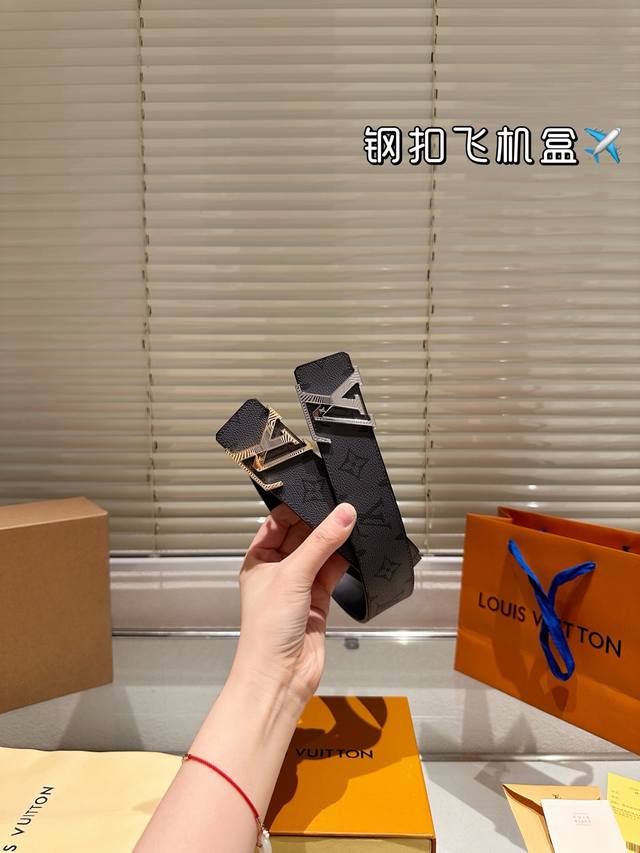 Original Plane Box High Version! Lv Leather Belt ~ Popular Style, Unisex Belt, T