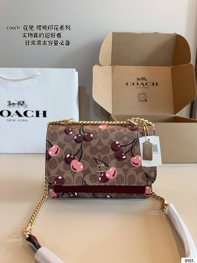With Gift Box Coach Cherry Accordion Single-Shoulder Crossbody Bag Versatile, Su
