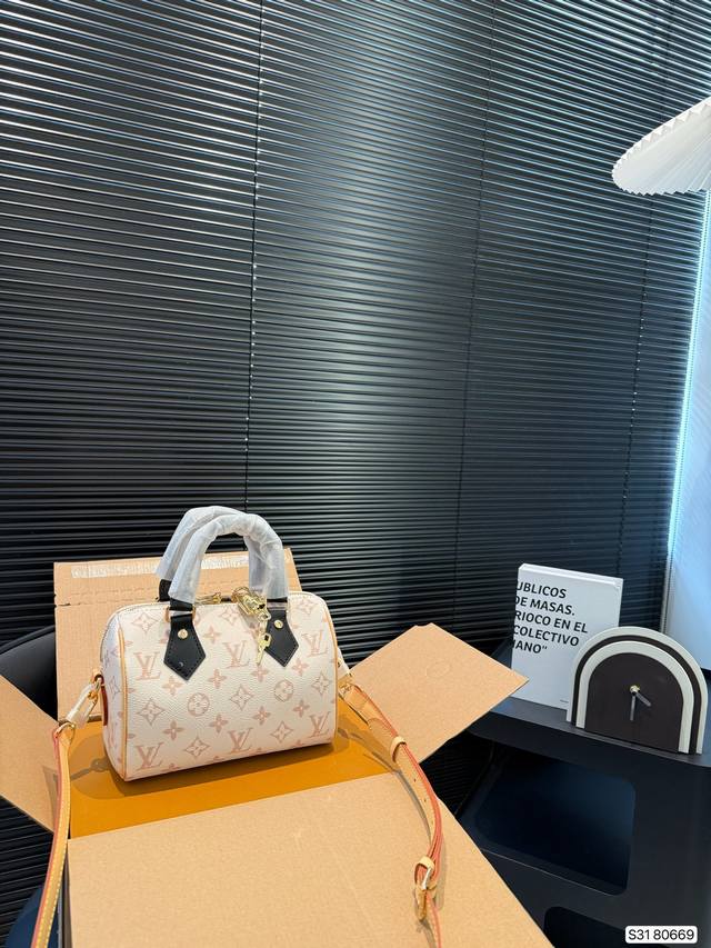With Airplane Box And Foldable Case Lv Speedy20 Sand Dune Color This Design Is A