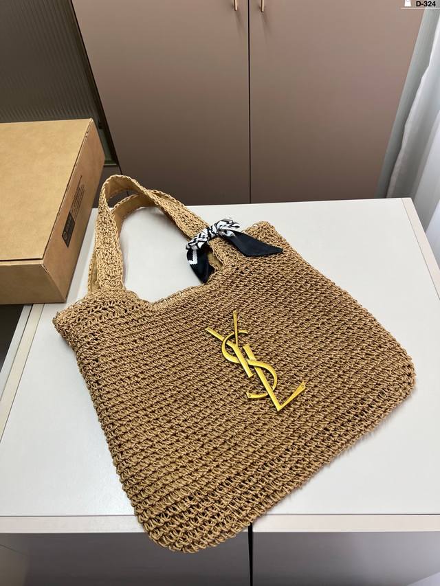 Saint Laurent Ysl Straw Tote Bag Summer Essential Raffia Grass Item Versatile Es