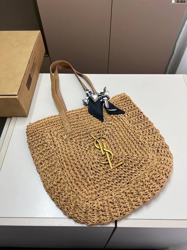 Saint Laurent Ysl Straw Tote Bag Summer Essential Raffia Grass Item Versatile Mu