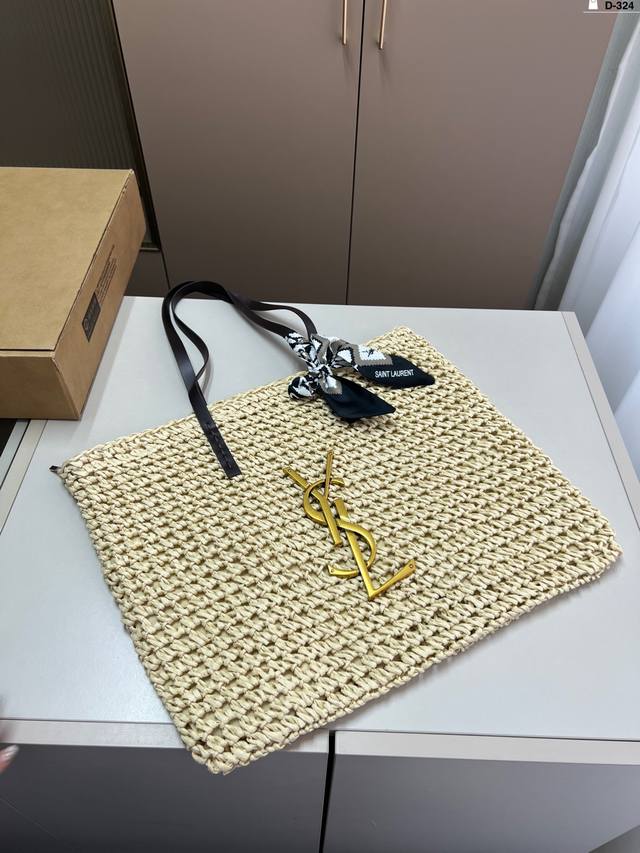 Saint Laurent Ysl Woven Tote Bag Summer Essential Raffia Grass Single Item Versa