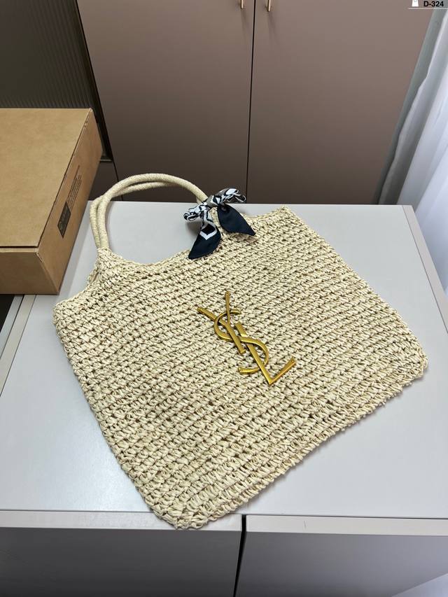 Saint Laurent Ysl Woven Tote Bag Summer Essential Raffia Single Item Versatile E