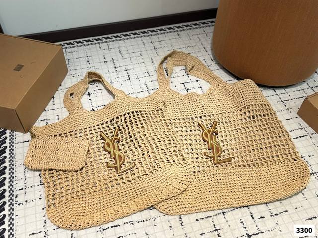 Ysl Saint Laurent Raffia Woven Shopping Bag This Summer Bag Is Absolutely Adorab