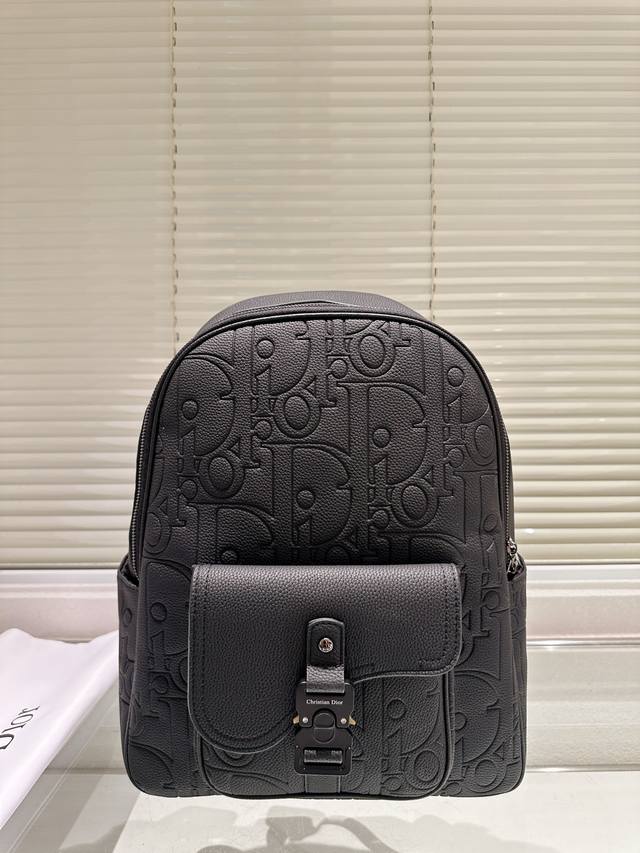 Leather Version Dior Gravity Adjustable Shoulder Straps, Zipper Closure, Embroid
