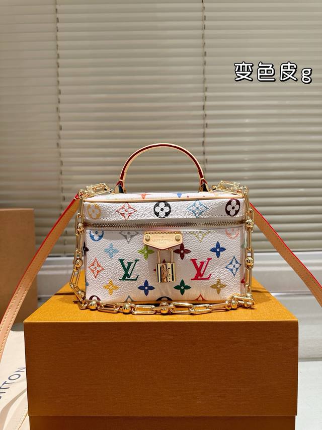 Authentic Color-Changing Leather Full Steel Lv 2025 Takashi Murakami White Three