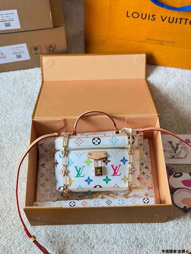 Cowhide Version All Steel Lv 2025 Takashi Murakami White Three-Color Vanity Chai