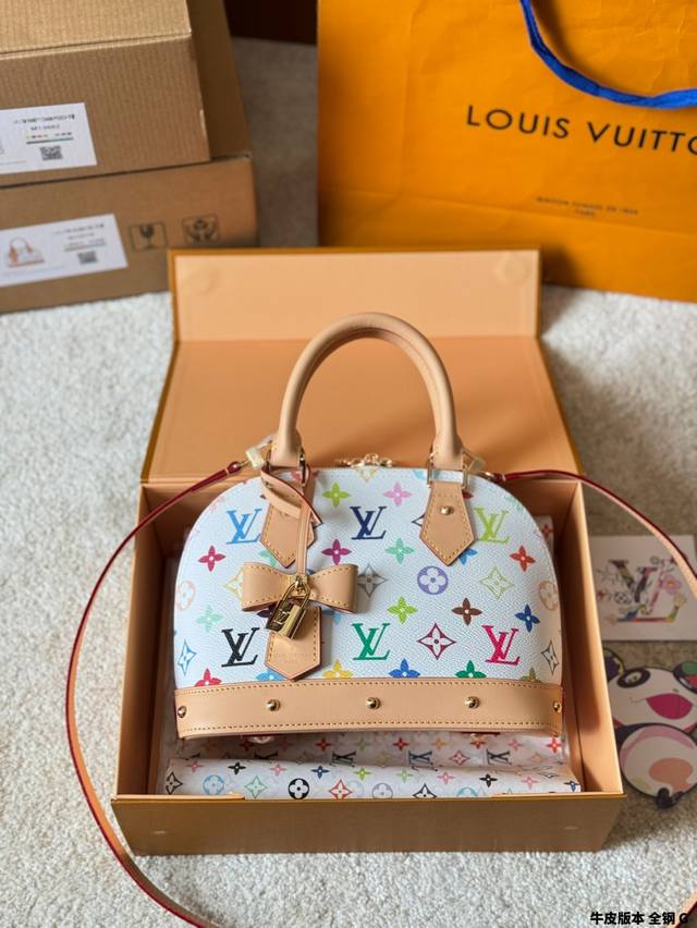 Cowhide Version, All-Steel Lv Lv Alma Bb Cowhide Shell Bag Murakami Takashi Coll