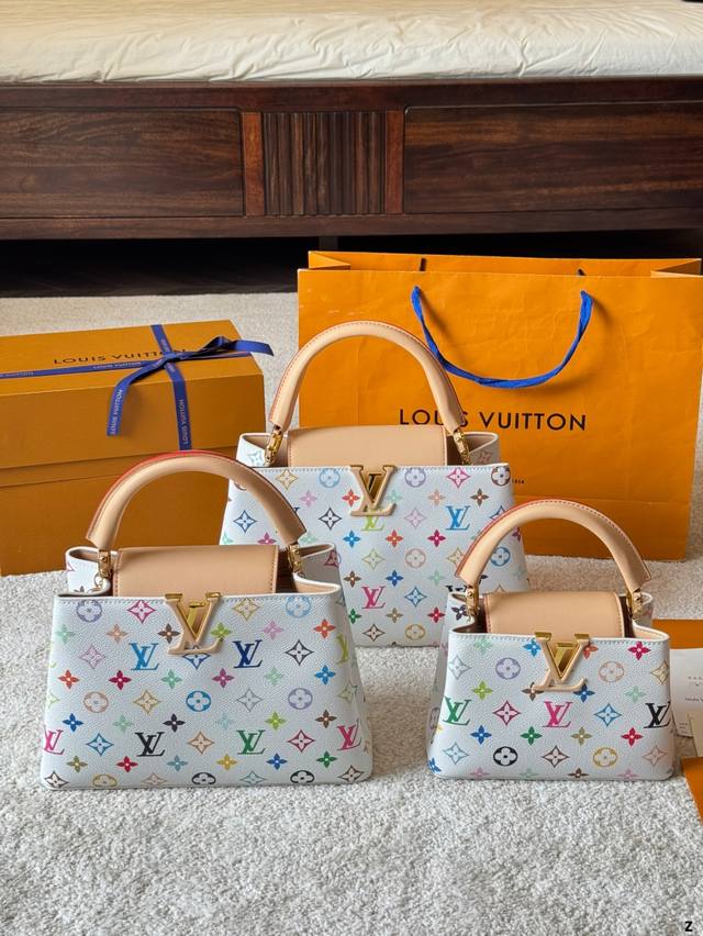 Lv Capucines Murakami White Three-Color As One Of Lv's Iconic Haute Couture Hand