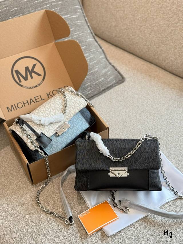 Mk Vintage-Print Color-Block Messenger Chain Bag - Versatile Classic Durable 24C