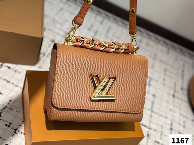 With Folding Box, Dimensions 22.16 Lv Twist Wavy Chain Bag Unique Design, Fashio