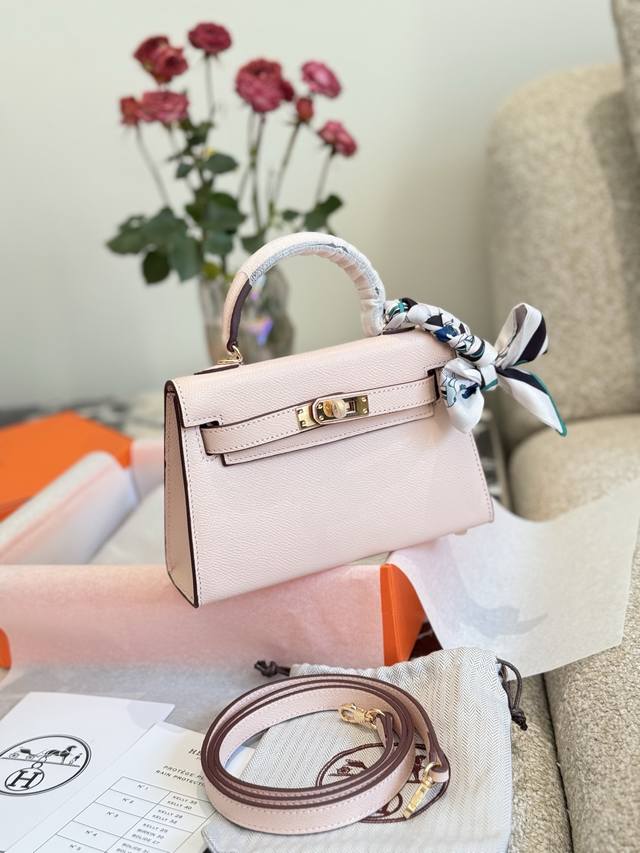 Upgraded Version Of The Mini Kelly 2Nd Generation In Genuine Leather. Comes With