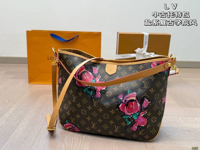 Lv Vintage Tote Bag Extremely Rare Salt-Style Retro Academic Style Looks Super S
