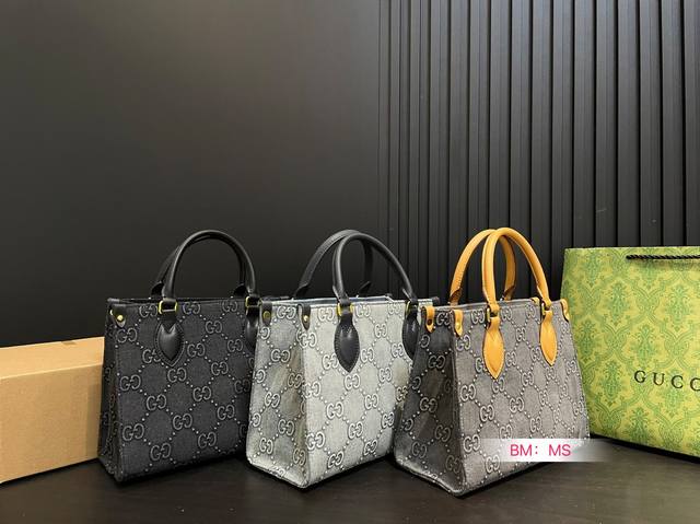 Small Gucci New Arrival Black Denim Series Gg Tote Bag Handheld Shoulder Bag Siz