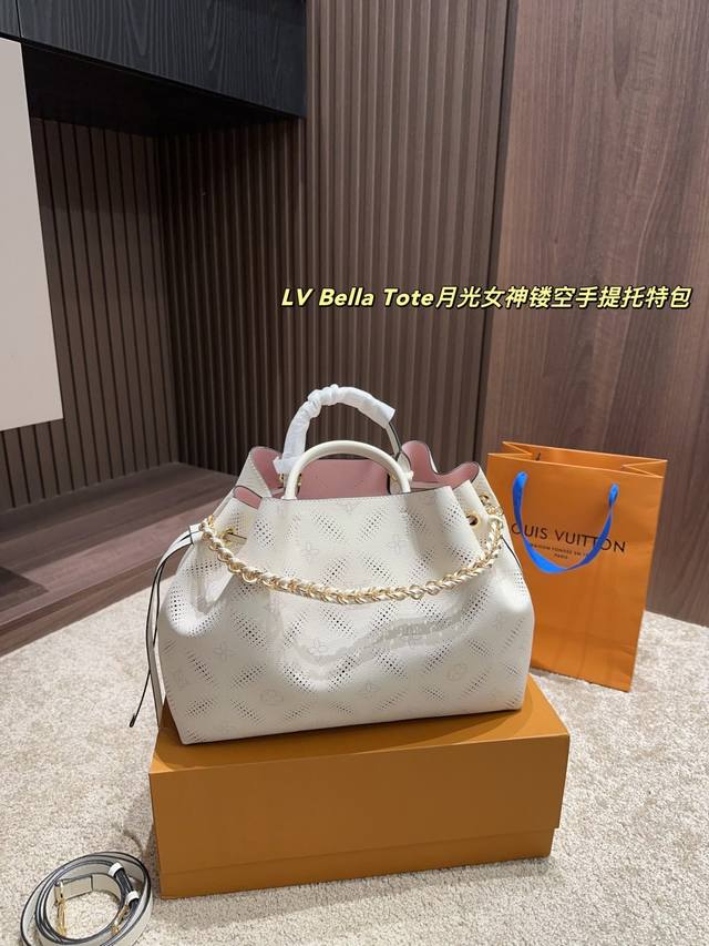 Foldable Box Size 32.25 Lv Bella Tote Moonlight Goddess Lace-Up Handle Tote Bag