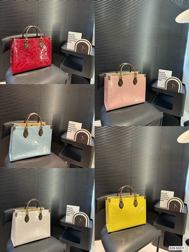 Lv Lacquered Leather Tote Bag Versatile And Practical, Sweet And Edgy. Perfect F