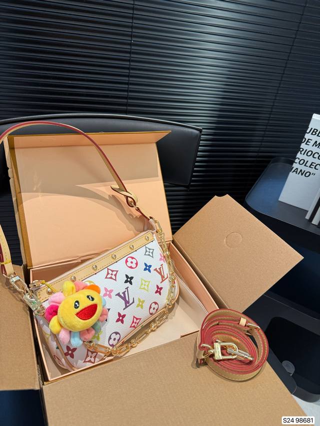 Comes With Airplane-Shaped Folding Box. Lv Underarm Bag. Lv
