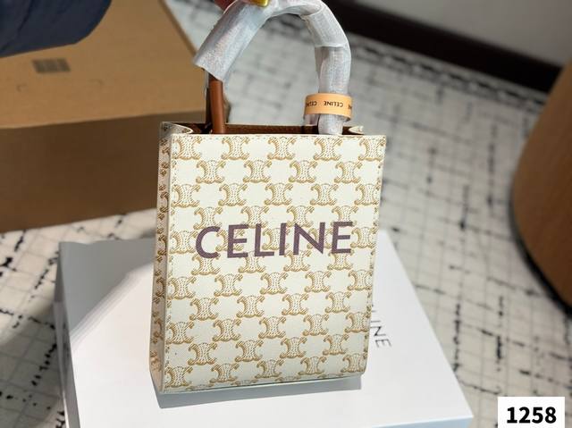 Celine New Color Cabas Tote Mini Canvas And Leather Handle Shopping Bag Celine C