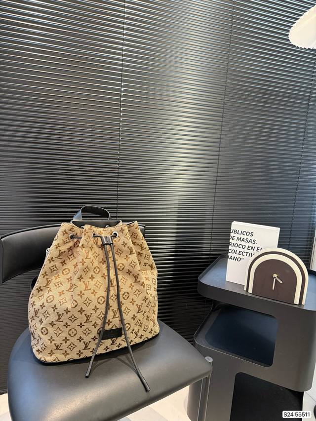 Lv Backpack Lv Denim Backpack Backpack Design, Super Practical Drawstring Closur