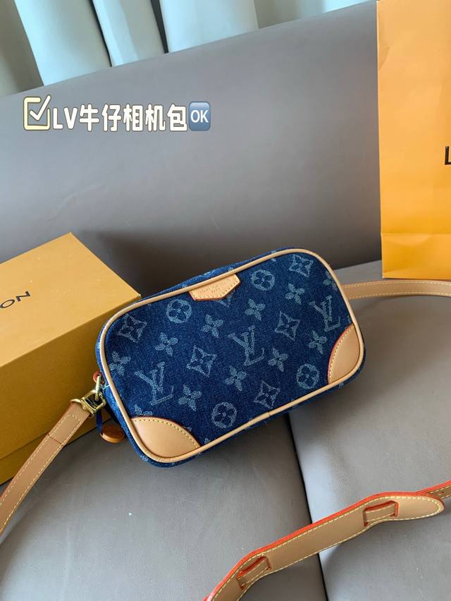 Comes With A Foldable Gift Box Size 20*12 Lv Denim Camera Bag, A Super Cool Lv M