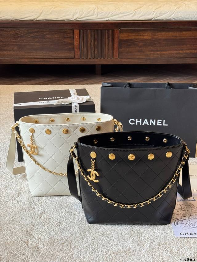 Leather Version Chanel 25P Studded Bucket Bag A Spacious Bucket Bag With A Retro