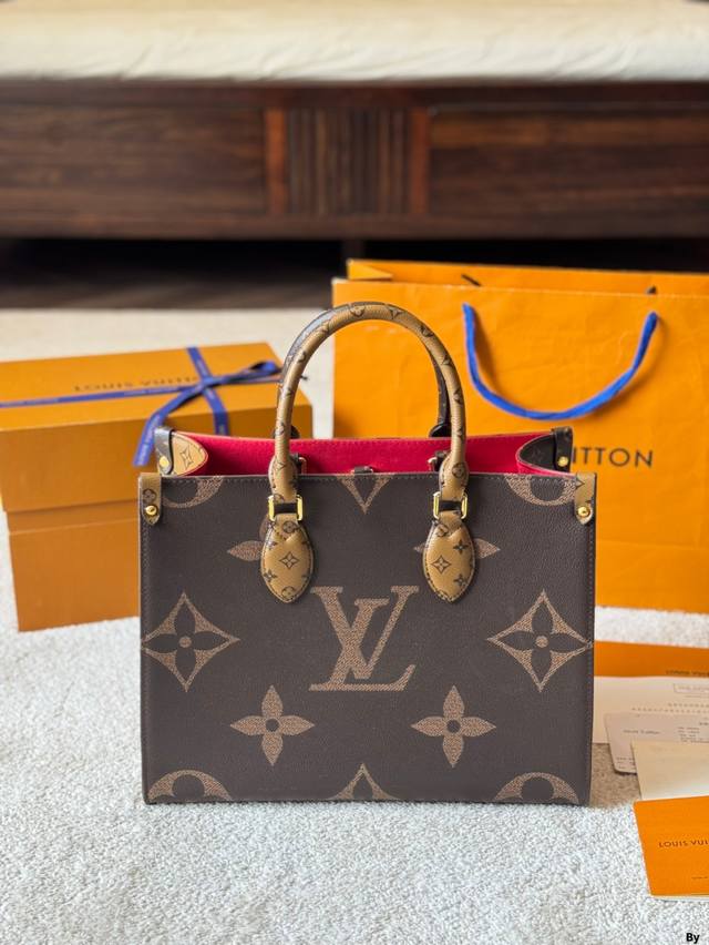 Lv Onthego 35Cm Embossed Jungle Bag Foldable Gift Box, Original Quality Lv A And