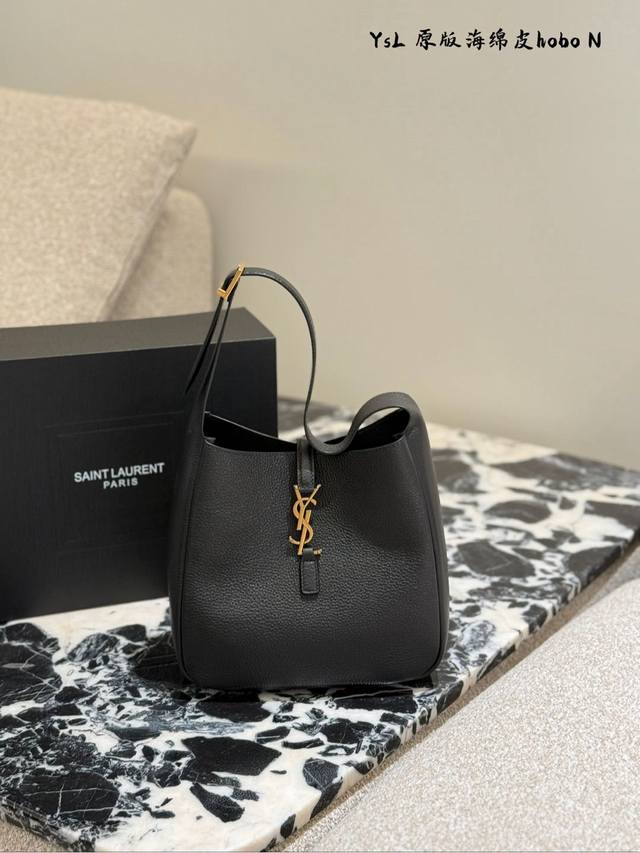 Ysl Le5A7Hobo Bag Genuine Leather Bucket Bag With Highly Recognizable Logo Gold