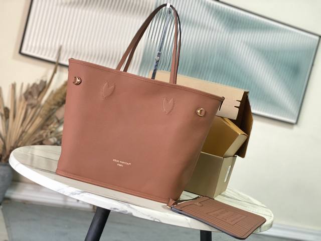 Top Layer Leather Top Original M12061 Neverfull Inside Out Medium Handbag Uses M