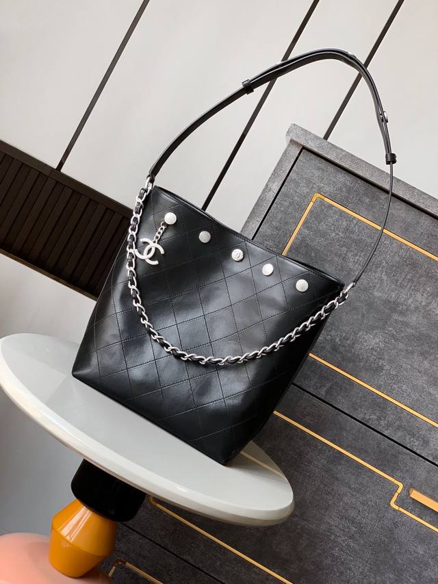 Handbag Underarm Ohanel25P New Gold Coin Silver Buckle Hobo Bag Material Polishe