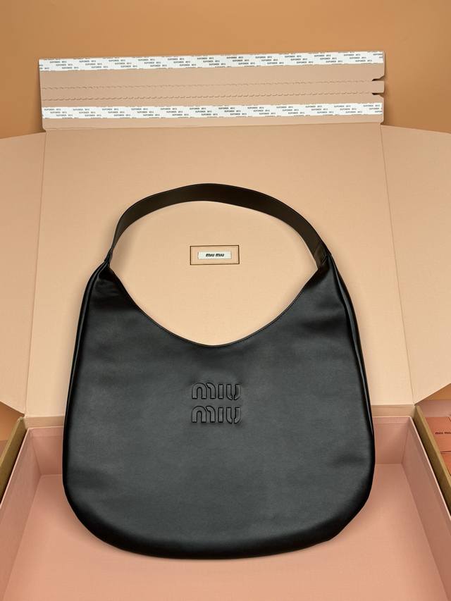 With Full Set Of Counter Packaging Cowhide Leather Hobo Underarm Bag ~ Black Thi