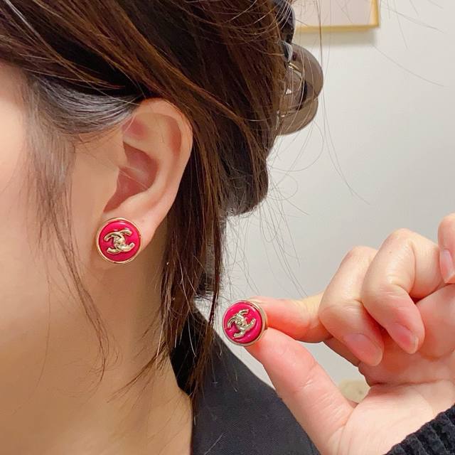 Hot Chanel Little Chanel Style New Year Red Festive Rose Red Earrings Are Availa
