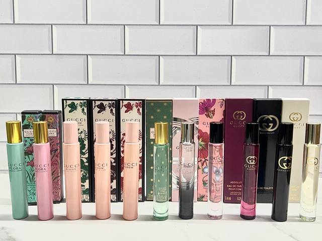 High-End Quality Gucci Roll-On Perfume Sample 7.4Ml Scents: Pink Flowers, Green